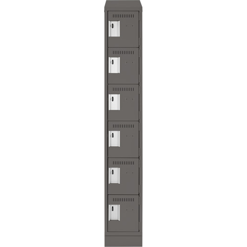Clean Line Lockerette, 6 -tier, 12" x 18" x 82", Steel, Charcoal, Rivet (Assembled) Dufferin Supply