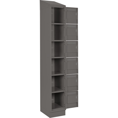 Clean Line Lockerette, 6 -tier, Bank of 4, 48" x 18" x 82", Steel, Charcoal, Rivet (Assembled) Dufferin Supply