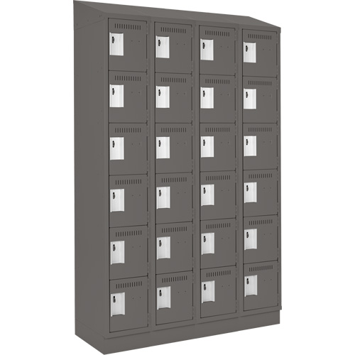 Clean Line Lockerette, 6 -tier, Bank of 4, 48" x 18" x 82", Steel, Charcoal, Rivet (Assembled) Dufferin Supply