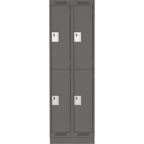 Clean Line Lockers, 2 -tier, Bank of 2, 24" x 18" x 76", Steel, Charcoal, Rivet (Assembled) Dufferin Supply