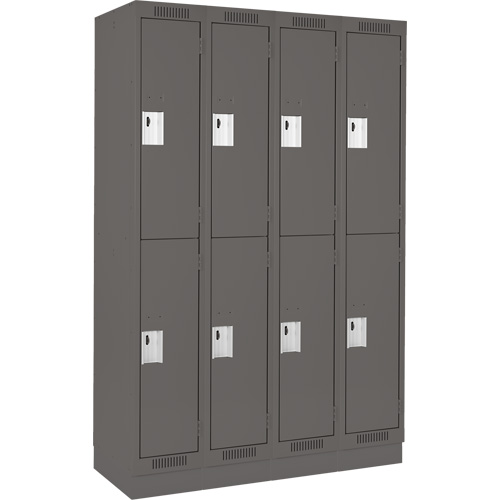 Clean Line Lockers, 2 -tier, Bank of 4, 48" x 18" x 76", Steel, Charcoal, Rivet (Assembled) Dufferin Supply