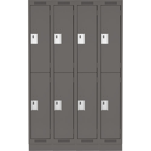 Clean Line Lockers, 2 -tier, Bank of 4, 48" x 18" x 76", Steel, Charcoal, Rivet (Assembled) Dufferin Supply