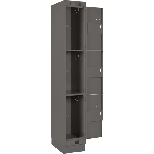 Clean Line Lockers, 3 -tier, Bank of 4, 48" x 18" x 76", Steel, Charcoal, Rivet (Assembled) Dufferin Supply