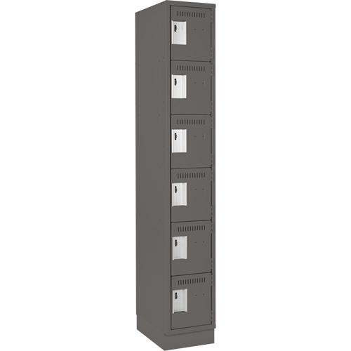 Clean Line Lockerette, 6 -tier, 12" x 18" x 76", Steel, Charcoal, Rivet (Assembled) Dufferin Supply