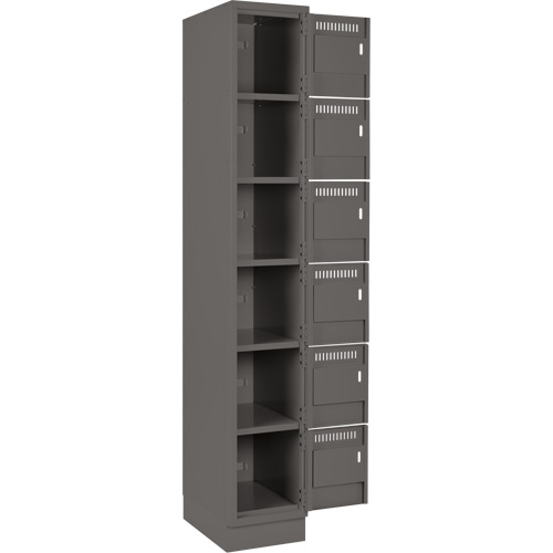 Clean Line Lockerette, 6 -tier, Bank of 4, 48" x 18" x 76", Steel, Charcoal, Rivet (Assembled) Dufferin Supply