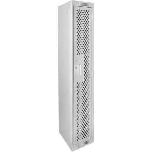 Clean Line Lockers, 12" x 12" x 72", Steel, Grey, Rivet (Assembled), Perforated Dufferin Supply