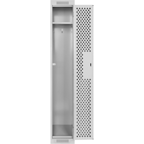 Clean Line Lockers, 12" x 12" x 72", Steel, Grey, Rivet (Assembled), Perforated Dufferin Supply
