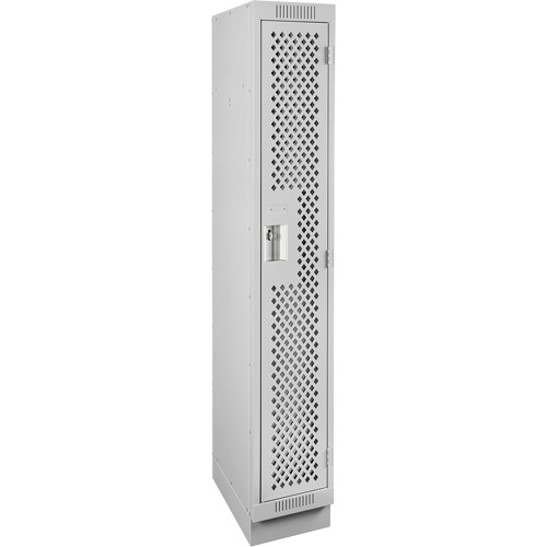 Clean Line Lockers, 12" x 15" x 76", Steel, Grey, Rivet (Assembled), Perforated Dufferin Supply