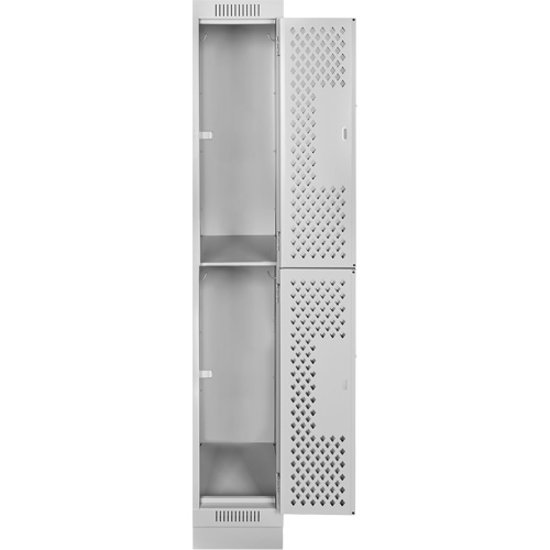 Clean Line Lockers, 2 -tier, 12" x 12" x 76", Steel, Grey, Rivet (Assembled), Perforated Dufferin Supply