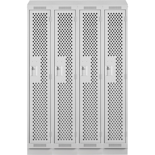 Clean Line Lockers, Bank of 4, 48" x 18" x 82", Steel, Grey, Rivet (Assembled), Perforated Dufferin Supply
