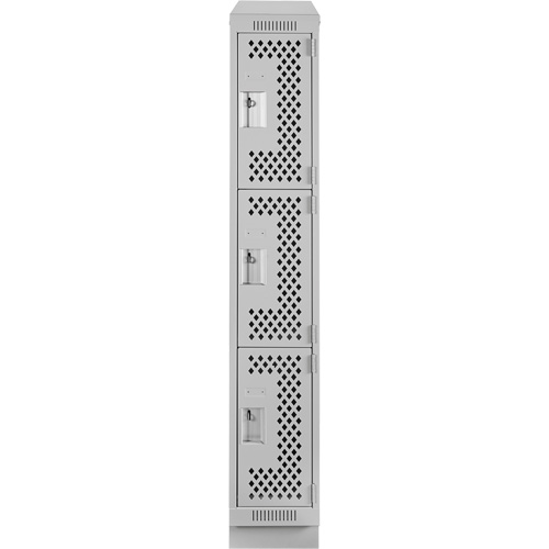 Casiers Clean Line, 3 niveaux, 12" x 18" x 82", Acier, Gris, Rivet (assembl&eacute;), Perfor&eacute; Dufferin Supply
