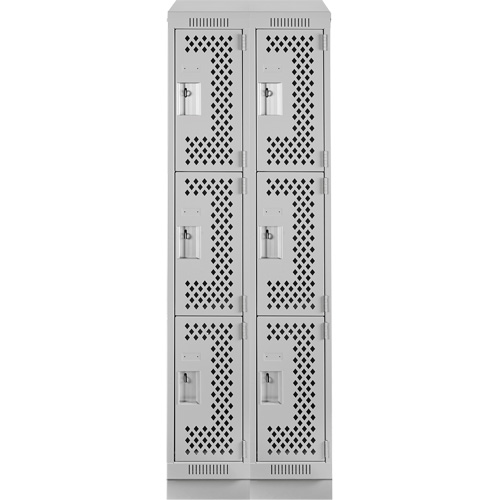 Casiers Clean Line, 3 niveaux, Bloc de 2, 24" x 18" x 82", Acier, Gris, Rivet (assembl&eacute;), Perfor&eacute; Dufferin Supply