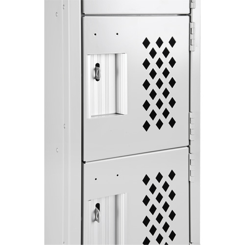 Assembled Clean Line Perforated Economy Lockers, 6 -tier, Bank of 4, 18" x 72" x 12", Steel Dufferin Supply