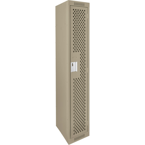 Clean Line Lockers, 12" x 12" x 72", Steel, Beige, Rivet (Assembled), Perforated Dufferin Supply