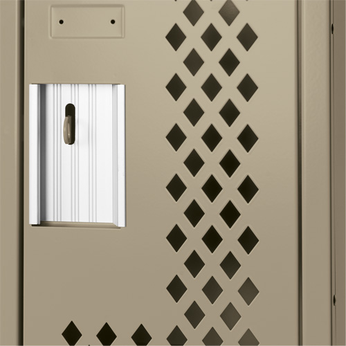 Clean Line Lockers, 2 -tier, 12" x 15" x 72", Steel, Beige, Rivet (Assembled), Perforated Dufferin Supply