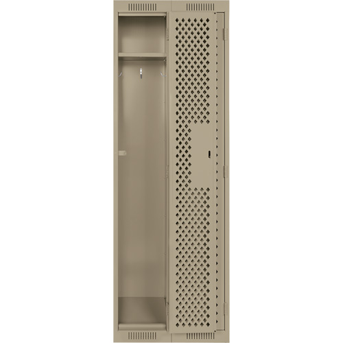Clean Line Lockers, Bank of 2, 24" x 15" x 72", Steel, Beige, Rivet (Assembled), Perforated Dufferin Supply