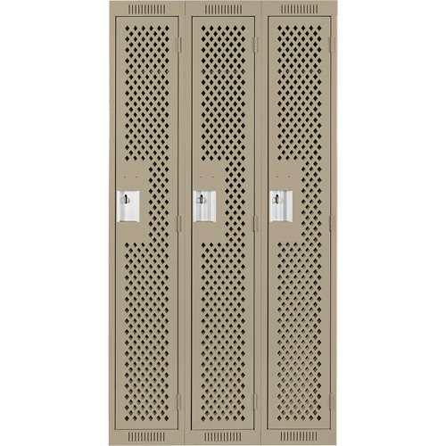Casiers Clean Line, Bloc de 3, 36" x 15" x 72", Acier, Beige, Rivet (assembl&eacute;), Perfor&eacute; Dufferin Supply