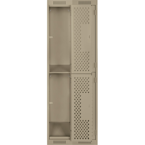 Clean Line Lockers, 2 -tier, Bank of 2, 24" x 15" x 72", Steel, Beige, Rivet (Assembled), Perforated Dufferin Supply