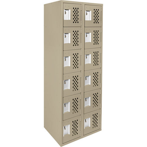 Assembled Lockerettes Clean Line Perforated Economy Lockers, 6 -tier, Bank of 2, 18" x 72" x 12", Steel Dufferin Supply