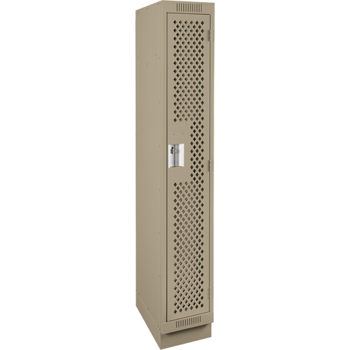 Clean Line Lockers, 12" x 12" x 76", Steel, Beige, Rivet (Assembled), Perforated Dufferin Supply