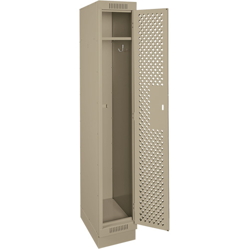 Clean Line Lockers, 12" x 12" x 76", Steel, Beige, Rivet (Assembled), Perforated Dufferin Supply