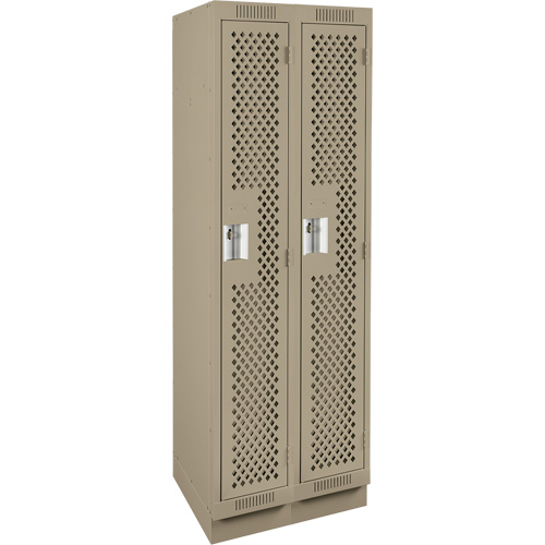 Clean Line Lockers, Bank of 2, 24" x 12" x 76", Steel, Beige, Rivet (Assembled), Perforated Dufferin Supply