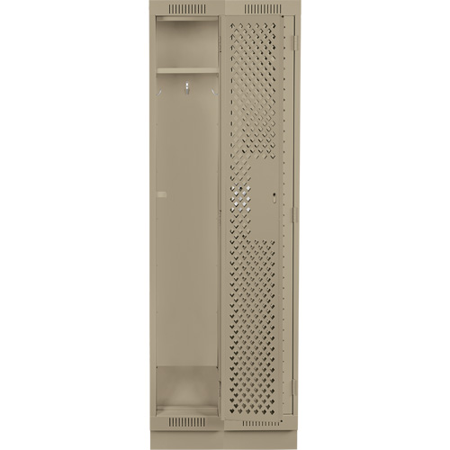 Clean Line Lockers, Bank of 2, 24" x 12" x 76", Steel, Beige, Rivet (Assembled), Perforated Dufferin Supply