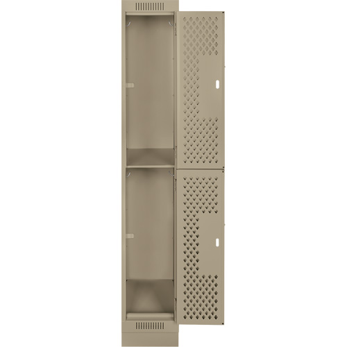 Clean Line Lockers, 2 -tier, 12" x 12" x 76", Steel, Beige, Rivet (Assembled), Perforated Dufferin Supply