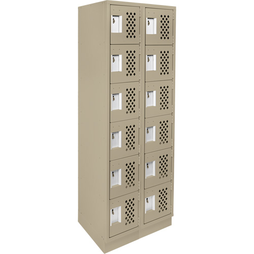 Clean-Line Perforated Lockerette, 6 -tier, Bank of 2, 15" x 72" x 12", Steel Dufferin Supply