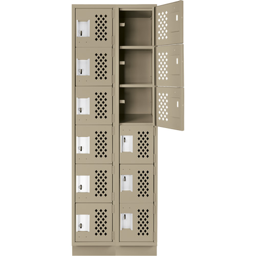 Clean-Line Perforated Lockerette, 6 -tier, Bank of 2, 15" x 72" x 12", Steel Dufferin Supply