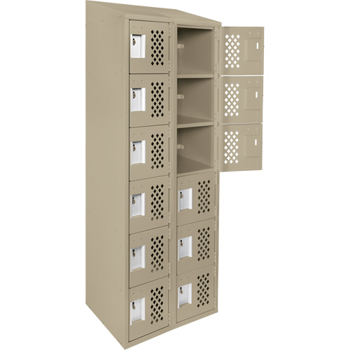 Assembled Lockerettes Clean Line Perforated Economy Lockers, 6 -tier, Bank of 2, 18" x 72" x 12", Steel Dufferin Supply