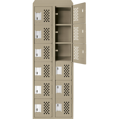 Assembled Lockerettes Clean Line Perforated Economy Lockers, 6 -tier, Bank of 2, 18" x 72" x 12", Steel Dufferin Supply