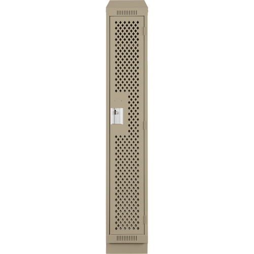 Clean Line Lockers, 12" x 18" x 82", Steel, Beige, Rivet (Assembled), Perforated Dufferin Supply