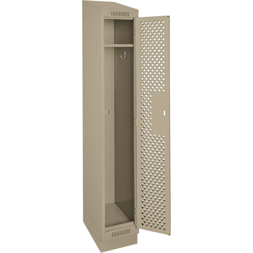 Clean Line Lockers, 12" x 18" x 82", Steel, Beige, Rivet (Assembled), Perforated Dufferin Supply
