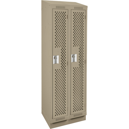 Clean Line Lockers, Bank of 2, 24" x 18" x 82", Steel, Beige, Rivet (Assembled), Perforated Dufferin Supply
