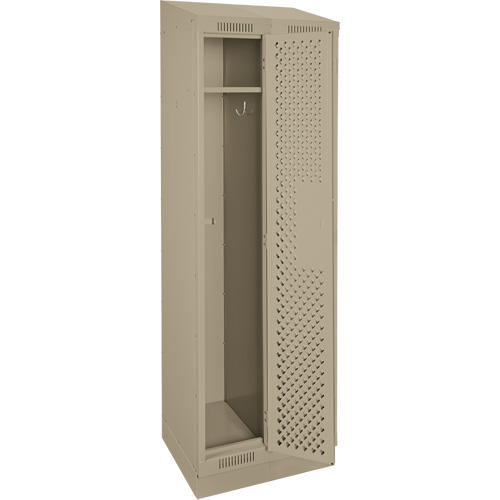 Clean Line Lockers, Bank of 2, 24" x 18" x 82", Steel, Beige, Rivet (Assembled), Perforated Dufferin Supply
