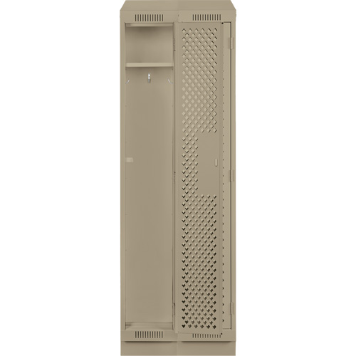 Clean Line Lockers, Bank of 2, 24" x 18" x 82", Steel, Beige, Rivet (Assembled), Perforated Dufferin Supply