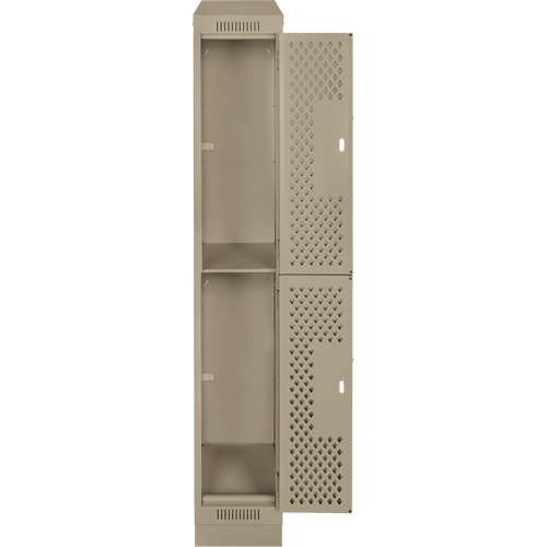 Clean Line Lockers, 2 -tier, 12" x 15" x 82", Steel, Beige, Rivet (Assembled), Perforated Dufferin Supply