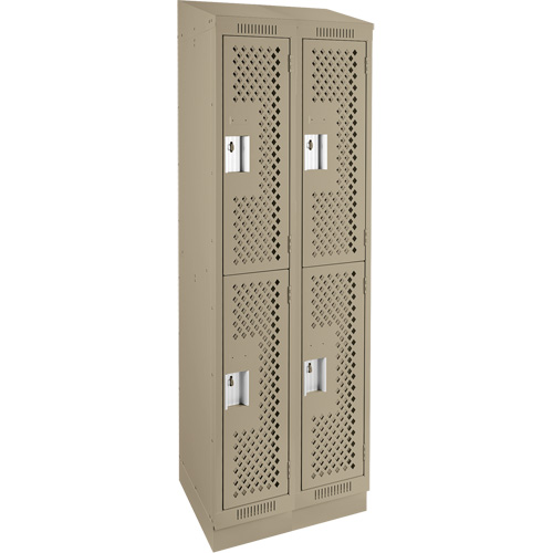 Casiers Clean Line, 2 niveaux, Bloc de 2, 24" x 12" x 82", Acier, Beige, Rivet (assembl&eacute;), Perfor&eacute; Dufferin Supply