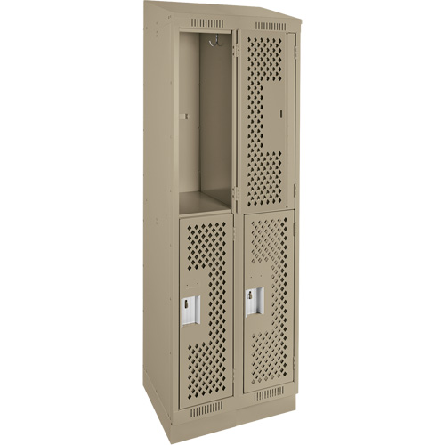Casiers Clean Line, 2 niveaux, Bloc de 2, 24" x 12" x 82", Acier, Beige, Rivet (assembl&eacute;), Perfor&eacute; Dufferin Supply