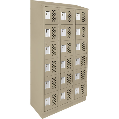 Assembled Lockerettes Clean Line Perforated Economy Lockers, 6 -tier, Bank of 3, 18" x 72" x 12", Steel Dufferin Supply