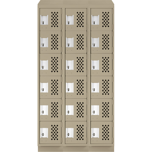 Assembled Lockerettes Clean Line Perforated Economy Lockers, 6 -tier, Bank of 3, 18" x 72" x 12", Steel Dufferin Supply