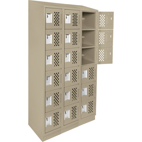Assembled Lockerettes Clean Line Perforated Economy Lockers, 6 -tier, Bank of 3, 18" x 72" x 12", Steel Dufferin Supply