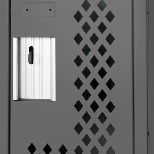 Clean Line Lockers, Bank of 3, 36" x 15" x 72", Steel, Charcoal, Rivet (Assembled), Perforated Dufferin Supply