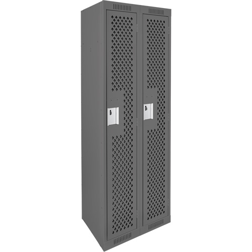 Clean Line Lockers, Bank of 2, 24" x 12" x 72", Steel, Charcoal, Rivet (Assembled), Perforated Dufferin Supply