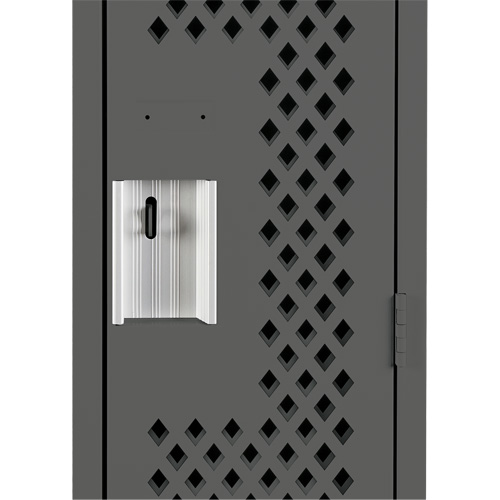 Clean Line Lockers, Bank of 3, 36" x 15" x 72", Steel, Charcoal, Rivet (Assembled), Perforated Dufferin Supply