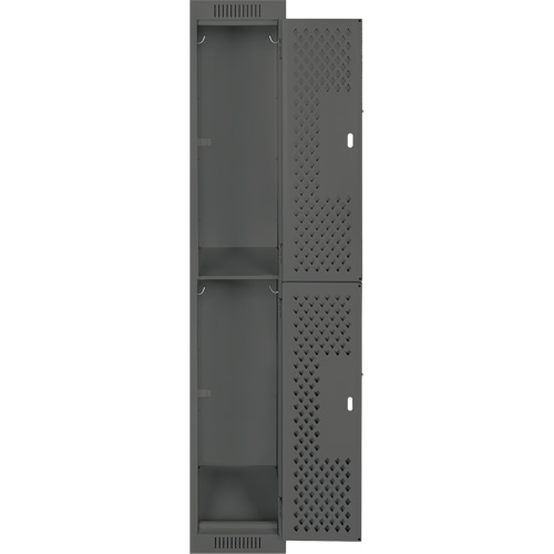 Clean Line Lockers, 2 -tier, 12" x 15" x 72", Steel, Charcoal, Rivet (Assembled), Perforated Dufferin Supply
