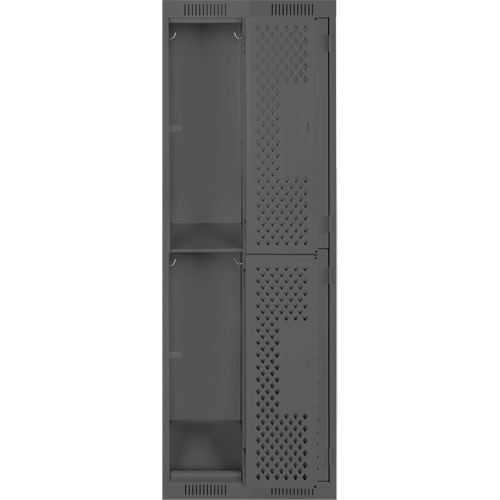 Clean Line Lockers, 2 -tier, Bank of 2, 24" x 12" x 72", Steel, Charcoal, Rivet (Assembled), Perforated Dufferin Supply