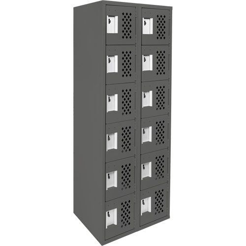 Assembled Lockerettes Clean Line Perforated Economy Lockers, 6 -tier, Bank of 2, 18" x 72" x 12", Steel Dufferin Supply
