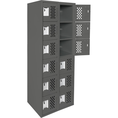 Assembled Lockerettes Clean Line Perforated Economy Lockers, 6 -tier, Bank of 2, 18" x 72" x 12", Steel Dufferin Supply